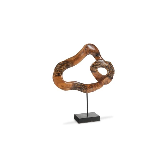 Carved Teak Swirl on Stand - Chic Decora