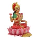 Seated Beautiful Hindu Goddess Lakshmi Meditating on Lotus Throne Figurine - Chic Decora