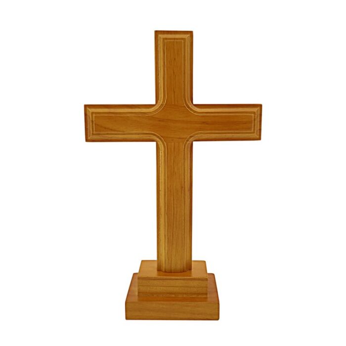 11.2″ x 7″ x 0.8″ Tabletop Rubber Wood Cross Standing Cross for Christian Church Altar Home Prayer - Chic Decora