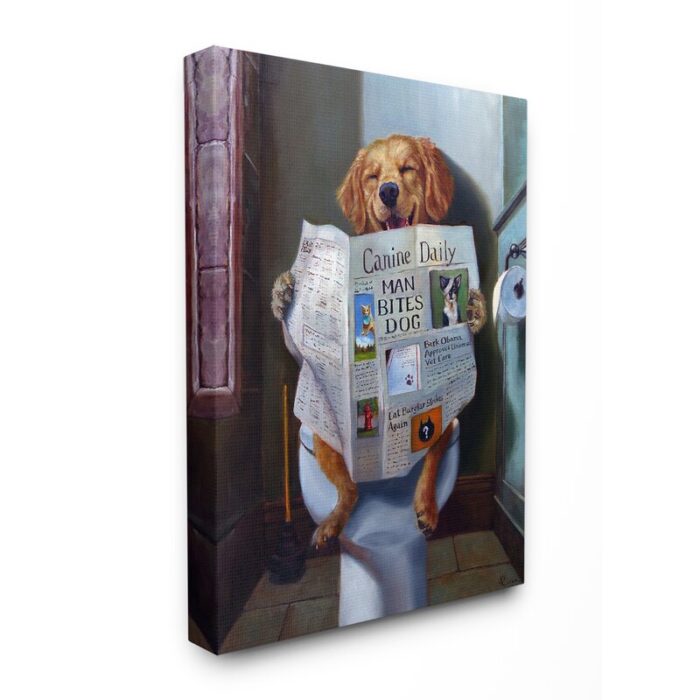 ” Dog Reading The Newspaper On Toilet Funny “ - Chic Decora