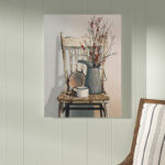 Watering Can on Chair’ by Cecile Baird Print on Canvas - Chic Decora