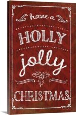 Sagefield ‘Holly Jolly Christmas’ by Jennifer Pugh Textual Art on Wrapped Canvas - Chic Decora