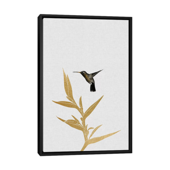 Hummingbird and FloWer I’ Graphic Art Print on Canvas - Chic Decora