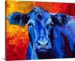 ” Blue Cow ” by Marion Rose Painting Print - Chic Decora