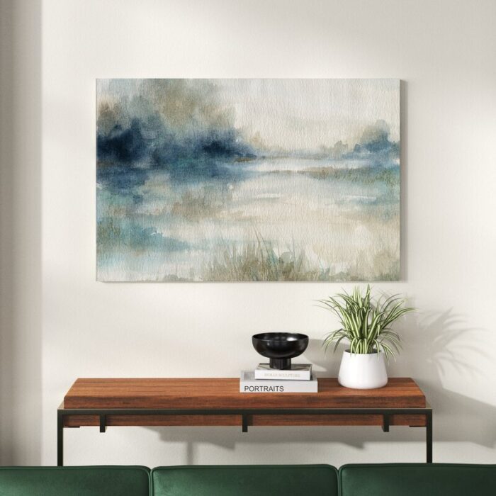 “Clear Water Indigo and Gray” Painting Print by Silvia Vassileva Modern Abstract Wall - Chic Decora