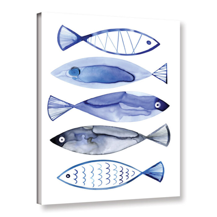 Retro Watercolour Fish by Margaret Berg Print on Canvas - Chic Decora