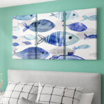 Retro Watercolour Fish by Margaret Berg Print on Canvas - Chic Decora