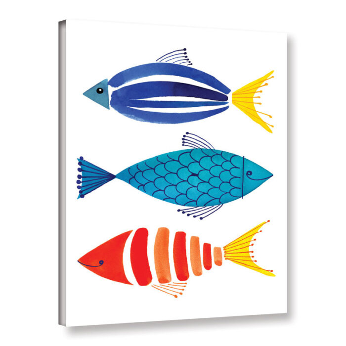 Retro Watercolour Fish by Margaret Berg Print on Canvas - Chic Decora