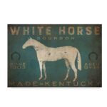 Mcclain ” White Horse With Words Blue ” by Ryan Fowler - Chic Decora