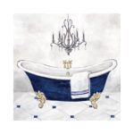 ” Navy Blue Bath II ” by Cynthia Coulter Painting Print - Chic Decora