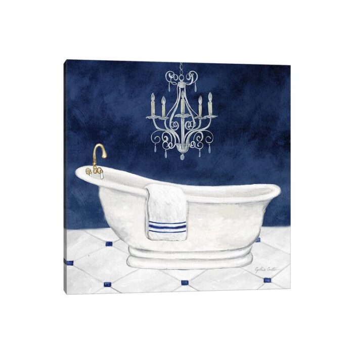 ” Navy Blue Bath II ” by Cynthia Coulter Painting Print - Chic Decora