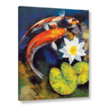 Koi Fish and Water Lily by Michael Creese Painting on Canvas - Chic Decora