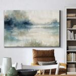 ” Abstract Navy Gold Paint ” Painting Print - Chic Decora