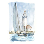 ” Sailing Into The Harbor I ” by Ethan Harper Painting Print - Chic Decora