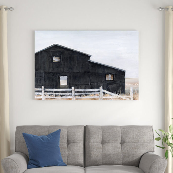 ” Black Barn II ” by Ethan Harper Painting Print - Chic Decora