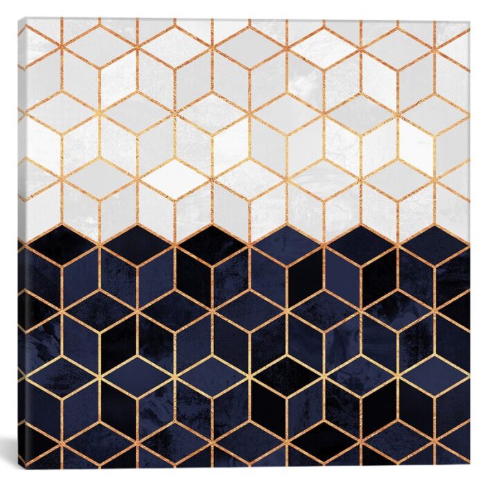 ” White And Navy Cubes ” by Elisabeth Fredriksson - Chic Decora