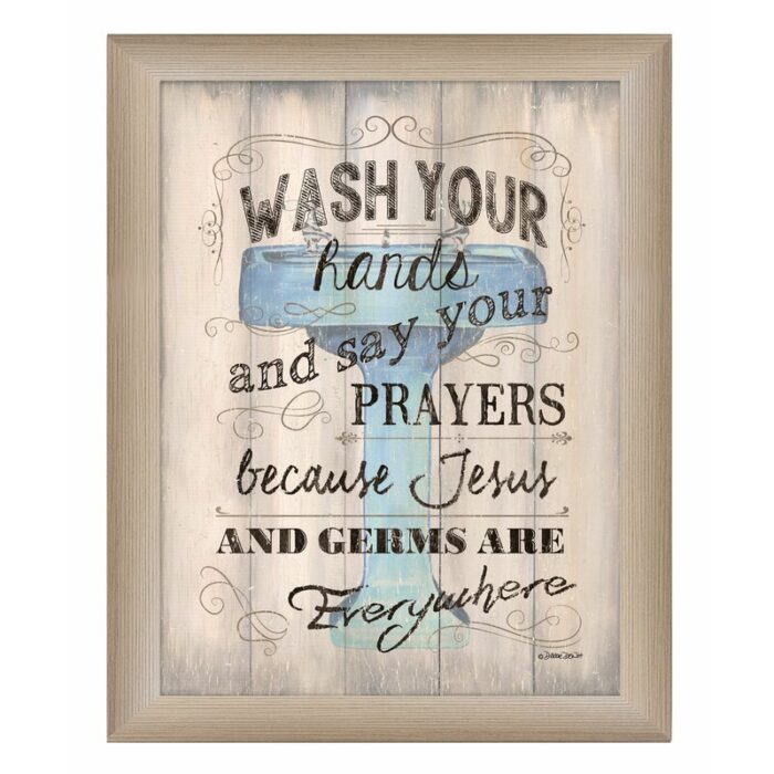 Wash your Hands Framed Wall Art for Living Room, Home Wall Decor Framed Print by Debbie DeWitt - Chic Decora