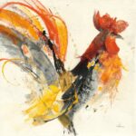 ” Festive Rooster II ” Painting Print - Chic Decora