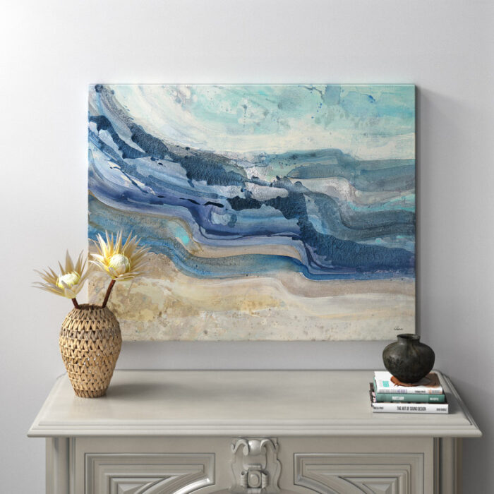 Coast Blue Sea Waves Watercolor – Painting Print on Canvas - Chic Decora