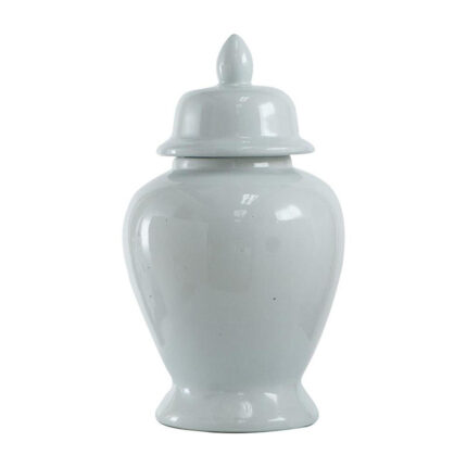 17” Classic Porcelain Ginger Jar with Glossy White Finish, Decorative Accent Vase for Mantel, Tabletop, Sideboard, or Centerpiece Display - Chic Decora