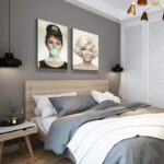 " Audrey Hepburn, Marilyn Monroe Bubble Gum - 2 Piece Wrapped Canvas Print Set " 2 - Pieces - Image 3