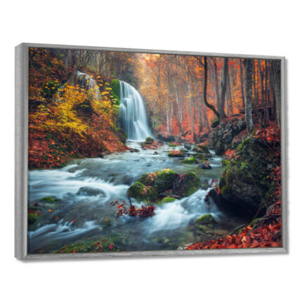 ” Autumn Mountain Waterfall Long View “ - Chic Decora