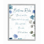 " Bathroom Rules Watercolor Flower Word Design " by Milli Villa