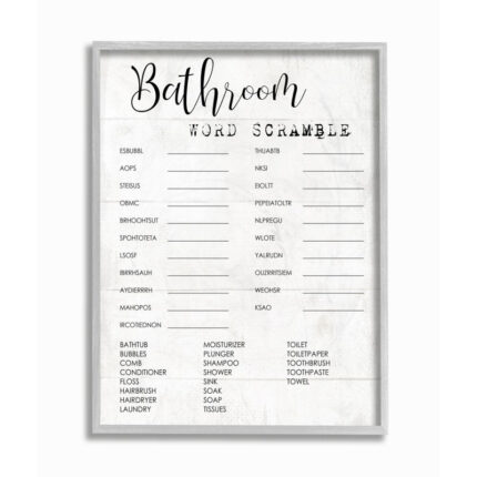 ” Bathroom Word Scramble Fun Family Word Design ” by Daphne Polselli - Chic Decora