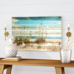 "Beach Sand Dunes" Photograph Print on Planked Wood Wall Art
