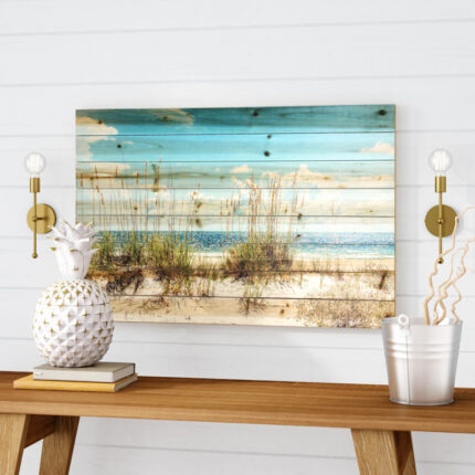 “Beach Sand Dunes” Photograph Print on Planked Wood Wall Art - Chic Decora