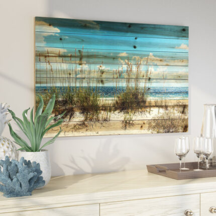 “Beach Sand Dunes” Photograph Print on Planked Wood Wall Art - Chic Decora