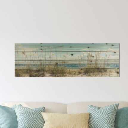 “Beach Sand Dunes Long” Photograph Print on Planked Wood Wall Art - Chic Decora