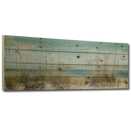 “Beach Sand Dunes Long” Photograph Print on Planked Wood Wall Art - Chic Decora