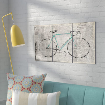 ” Bicycle On Newsprint ” 3 – Pieces - Chic Decora