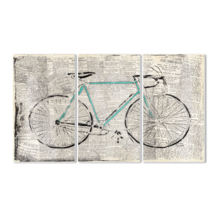 ” Bicycle On Newsprint ” 3 – Pieces - Chic Decora