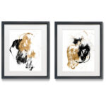" Black & Gold Splash II " 2 - Pieces Painting Print - Image 6