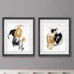 " Black & Gold Splash II " 2 - Pieces Painting Print - Image 2