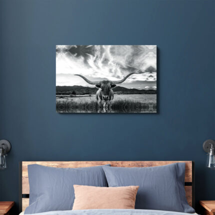 ” Black And White Longhorn Cow I “ - Chic Decora