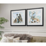 " Black Bear On Blue " 2 - Pieces Painting Print