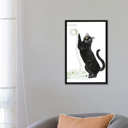 " Black Cat And Toilet Paper " by Alexey Dmitrievich Shmyrov Painting Print
