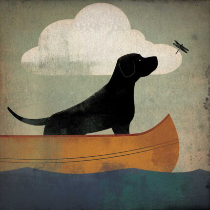 ” Black Dog Canoe Ride ” by Ryan Fowler Painting Print - Chic Decora