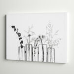 " Black Flowers On White Background " - Image 7