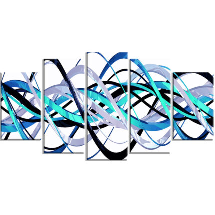 " Blue And Silver Waves " 5 - Pieces