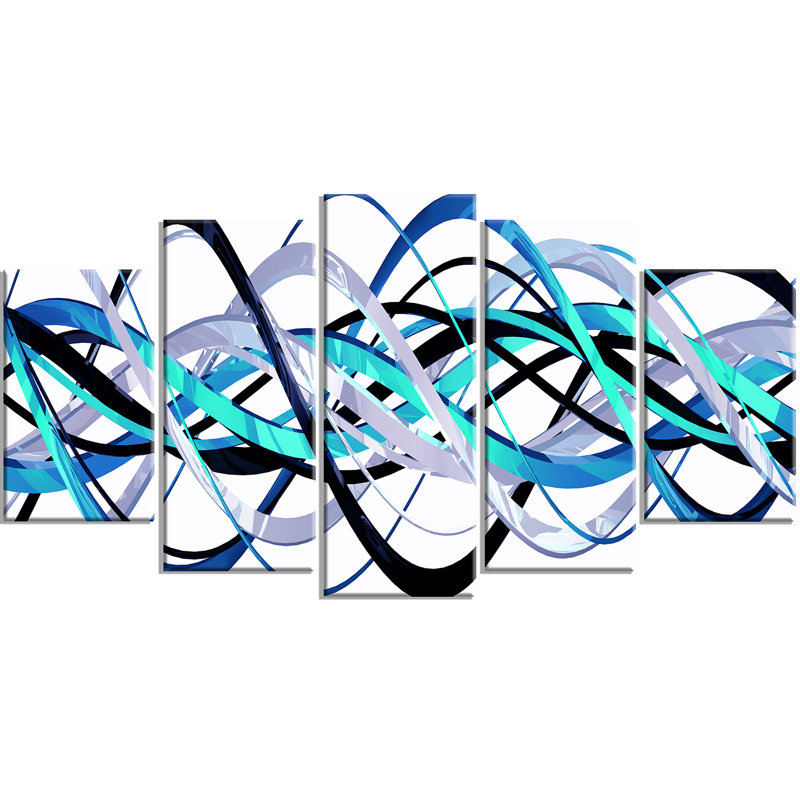 ” Blue And Silver Waves ” 5 – Pieces - Chic Decora