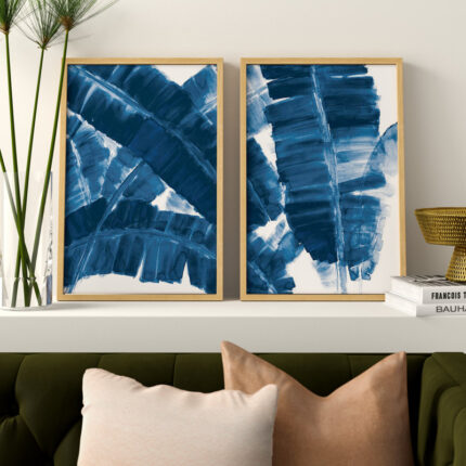” Blue Banana Leaves Diptych ” by Marmont Hill 2 – Pieces - Chic Decora