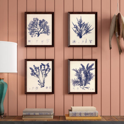 ” Blue Botanical Study I Lovely Vintage Flowers ” by Kimberly Poloson 4 – Pieces - Chic Decora