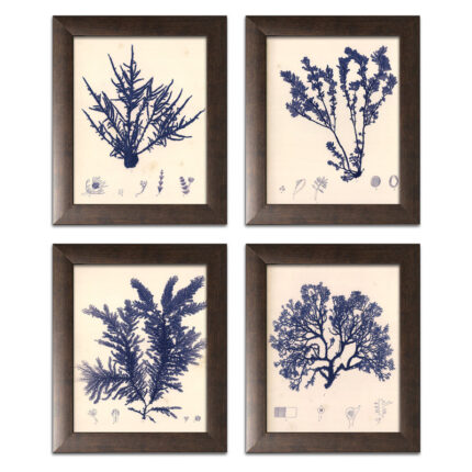 ” Blue Botanical Study I Lovely Vintage Flowers ” by Kimberly Poloson 4 – Pieces - Chic Decora