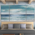 " Blue Silver Shore " 3 - Pieces Painting Print