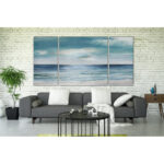 " Blue Silver Shore " 3 - Pieces Painting Print - Image 3