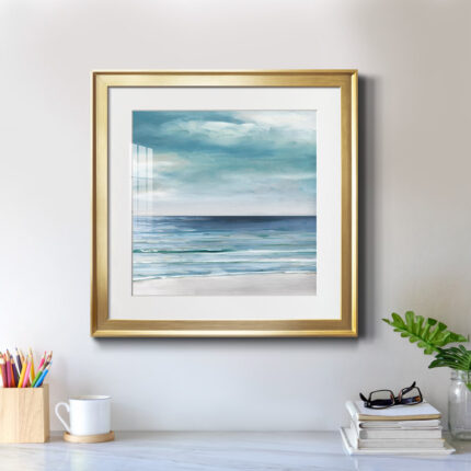 ” Blue Silver Shore II ” Painting Print - Chic Decora